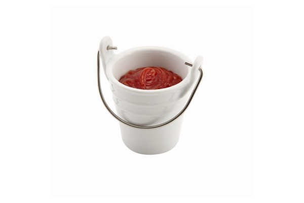 Porcelain Bucket W/ Stainless Steel Handle 6.5cm 10cl