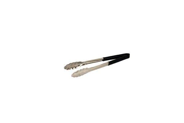 Genware Colour Coded Stainless Steel Tong 23cm Black