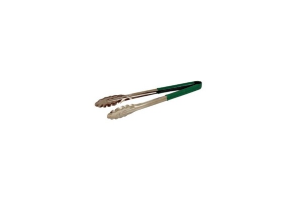 Genware Colour Coded Stainless Steel Tong 23cm Green