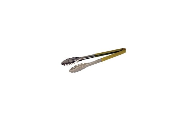 Genware Colour Coded Stainless Steel Tong 23cm Yellow
