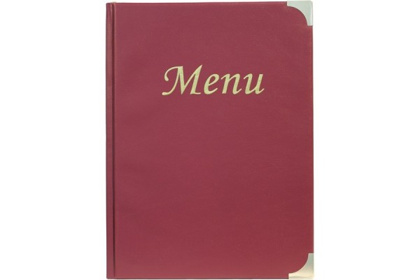 A4 Menu Holder Wine Red 8 Pages