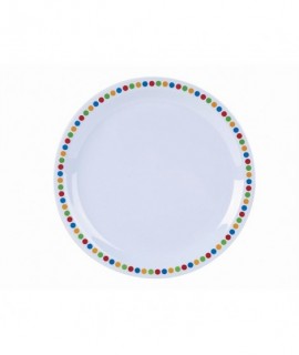 Genware Melamine 9" Plate- Coloured Circles