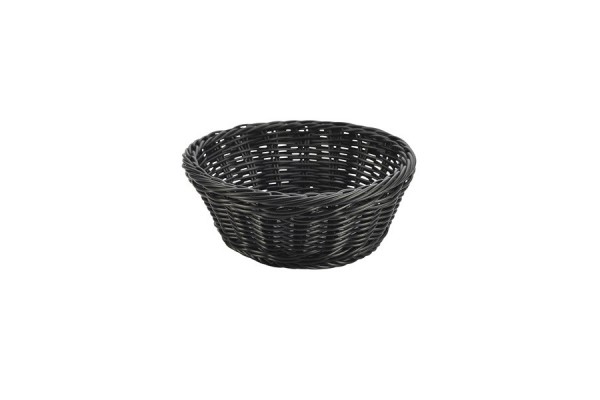 Black Round Polywicker Basket 21x 8cm