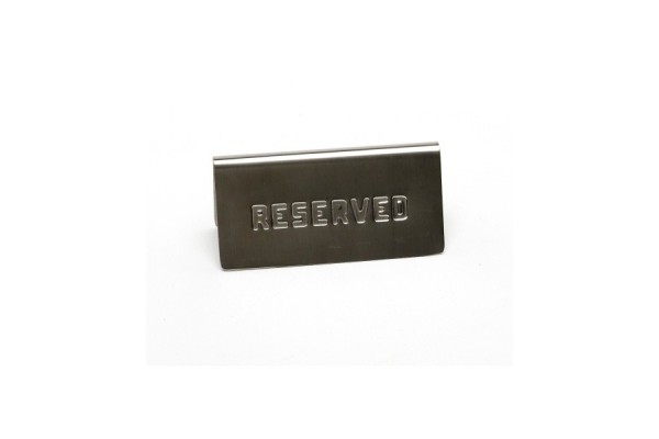 Stainless Steel Table Sign"Reserved" 15 X 5cm