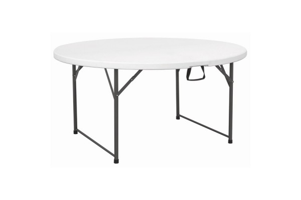 Centre Folding Round Table 5' White HDPE