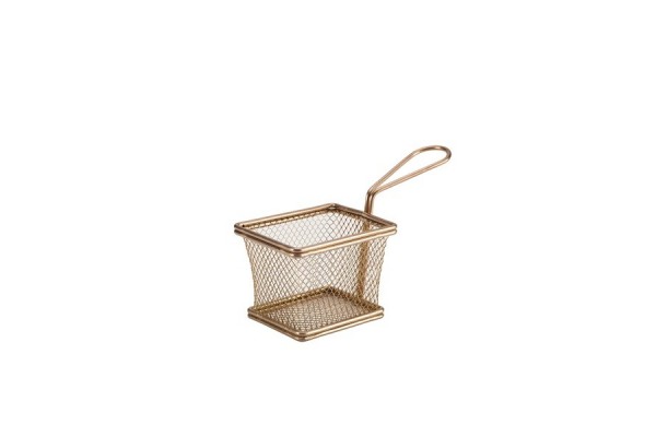 Copper Serving Fry Basket Rectangular 10 x 8 x 7.5cm