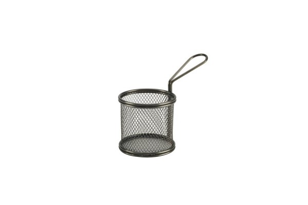 Black Serving Fry Basket Round 9.3 x 9cm