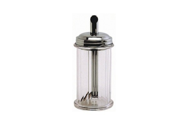 Clear Plastic Sugar Pourer With Stainless Steel Top