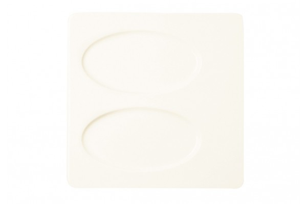 Square plate - 2 oval indents - Angelica
