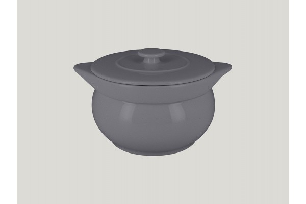 Round soup tureen & lid - stone