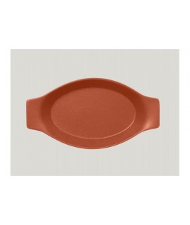 Oval dish with grip - terra