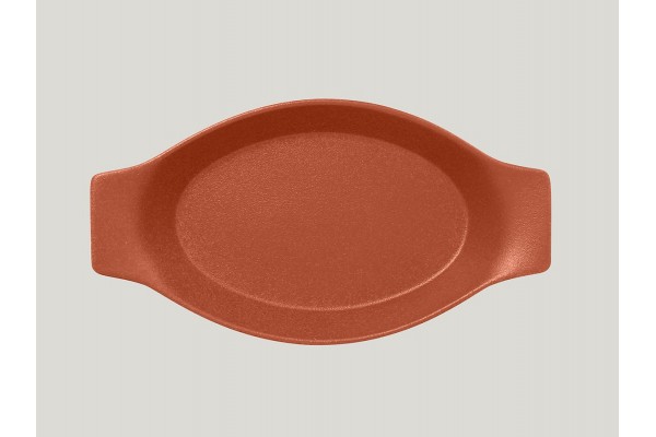 Oval dish with grip - terra