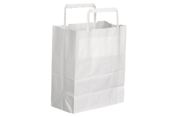10" WHITE PAPER CARRIER BAG W/HANDLES (PK-250)