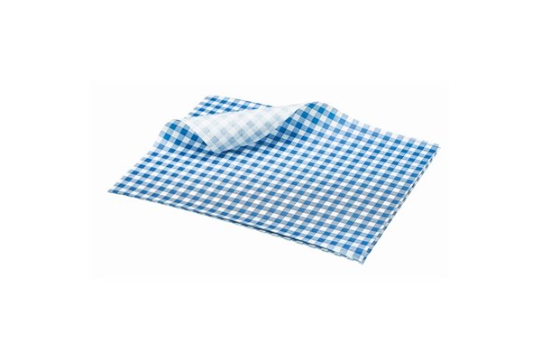 GREASEPROOF SHEET 250 X 200MM GINGHAM BLUE (PACK-1000)