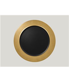 Flat plate with rim - black-gold