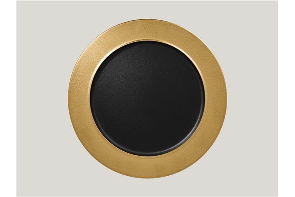 Flat plate with rim - black-gold