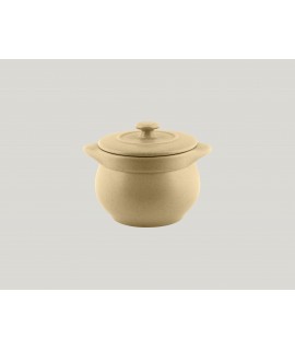 Round soup tureen & lid - almond