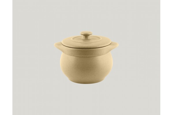 Round soup tureen & lid - almond
