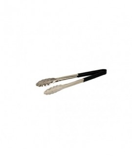 Genware Colour Coded Stainless Steel Tong 23cm Black