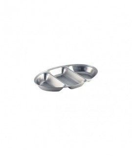 Stainless Steel 3 DIVISION Oval Veg Dish 14" Width 21.2cm