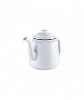 Enamel Teapot White with Blue Rim 1.5L